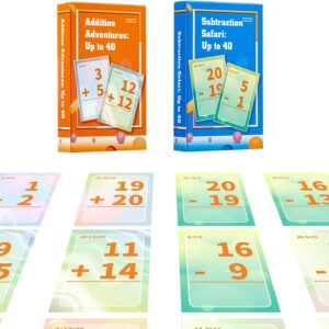 Addition and Subtraction Flash Cards, Math Facts Flashcards 1-20, Math Manipulatives Games for Kindergarten, 1st, 2nd, 3rd, 4th, 5th, 6th Grade Kids Ages 4-12