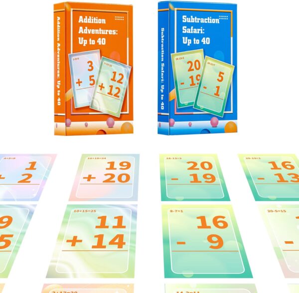 Addition and Subtraction Flash Cards, Math Facts Flashcards 1-20, Math Manipulatives Games for Kindergarten, 1st, 2nd, 3rd, 4th, 5th, 6th Grade Kids Ages 4-12