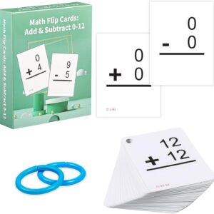Addition and Subtraction Math Flash Cards, Math Games for Preschool (Pre-k), Kindergarten,1st 2nd 3rd 4th 5th 6th Grade, Facts 0-12 Learning Flashcards for Kids Ages 6-12