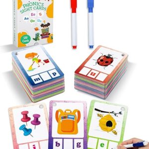 Phonics Sight Words and Spelling Games, Phonics Game Pad for Kids Ages 4-6, CVC Word Writing Activities, Preschool to Kindergarten Educational Toys, Learn to Read for Toddlers 3-6 Years Old