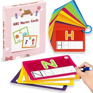 Alphabet Flash Cards, 52 Uppercase and Lowercase ABC Flash Cards, Letter Tracing Sight Words Learning Game for Preschool Kindergarten Toddlers, ABC Alphabet Flash Cards for Kids Ages 3-6